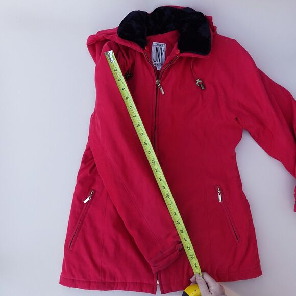 Vintage JNY Jones New York Jacket Women's S Red Removable Hood Full Zip 90s - Picture 8 of 15